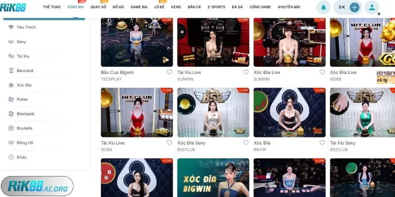 Cái nhìn đầy đủ về sảnh casino Rik88
