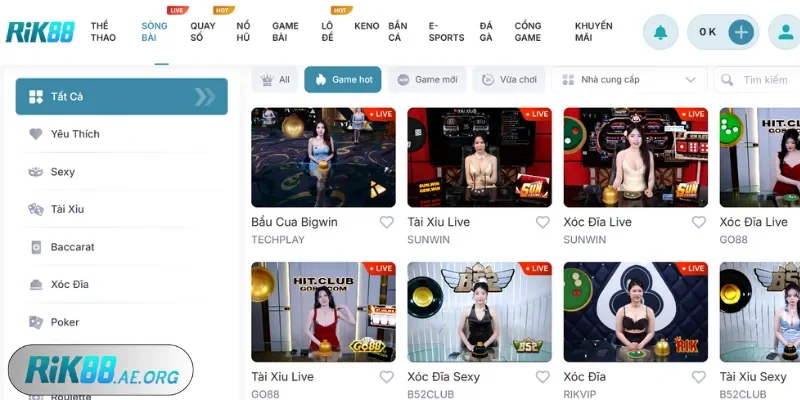 Đảm bảo game Live Casino tại hệ thống Rik88 sẽ khiến người chơi hài lòng