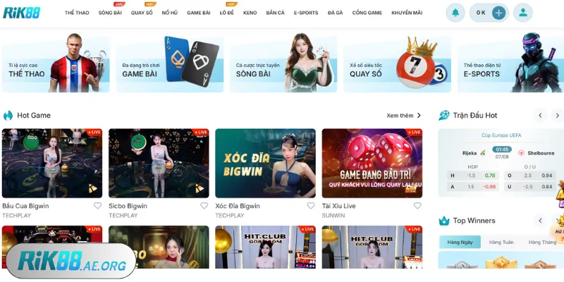 Rik88 đa dạng trò chơi, casino và các tính năng độc quyền