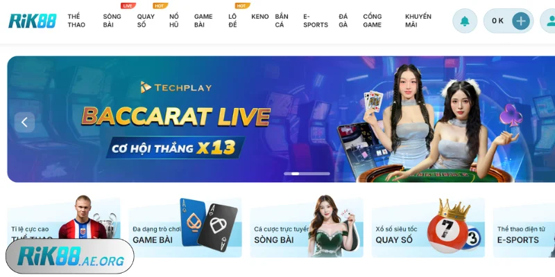 Sảnh cá cược tại Rik88 mang đến cho người chơi những trải nghiệm thú vị