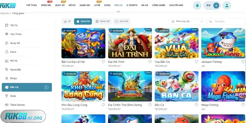 Toàn cảnh về sảnh bắn cá Rik88